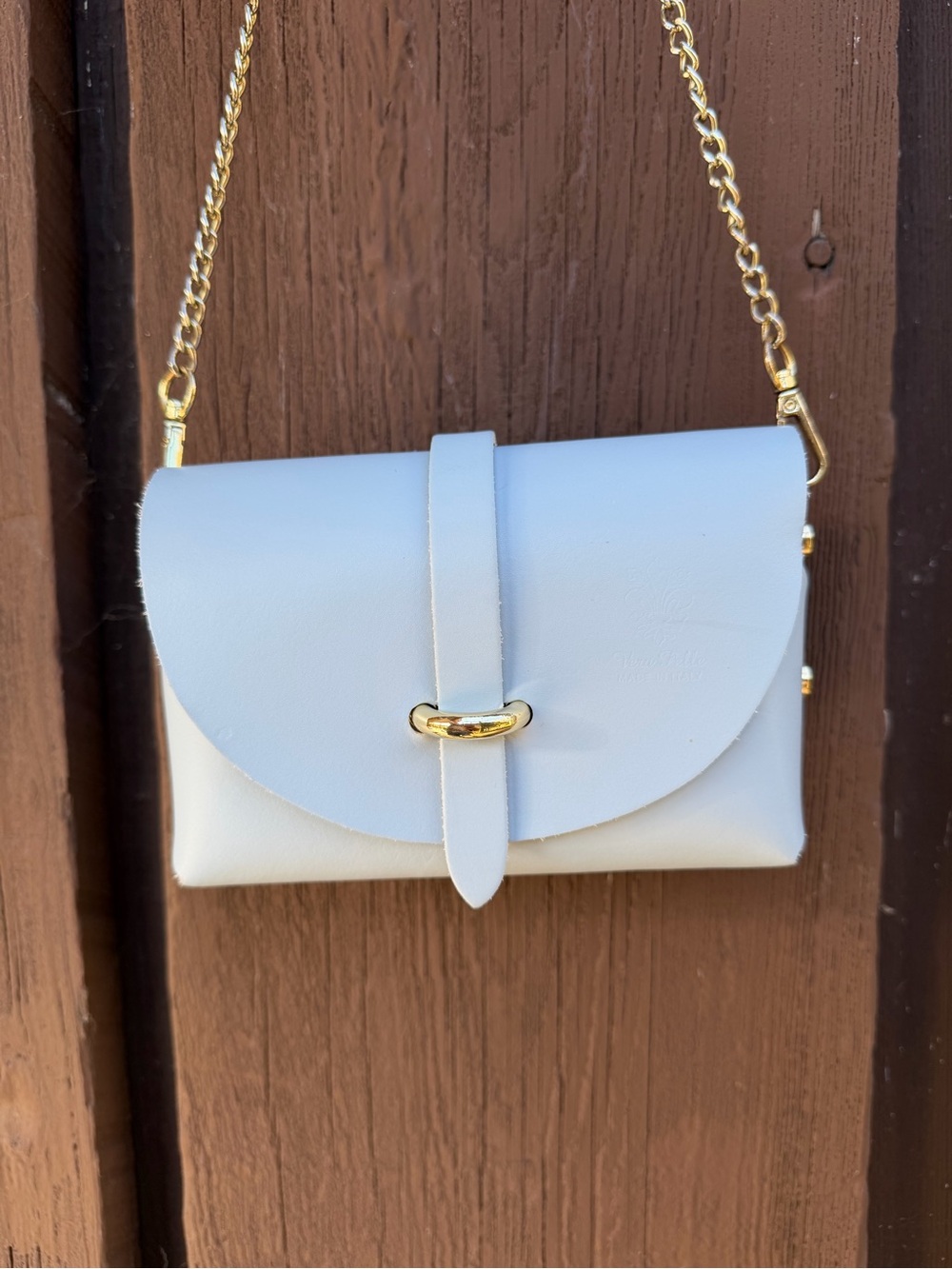 Pelle Light Blue Leatherette Saddle Clutch with Gold Hardware *From Italy* - Picture 2 of 8